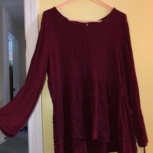 burgundy long sleeve blouse